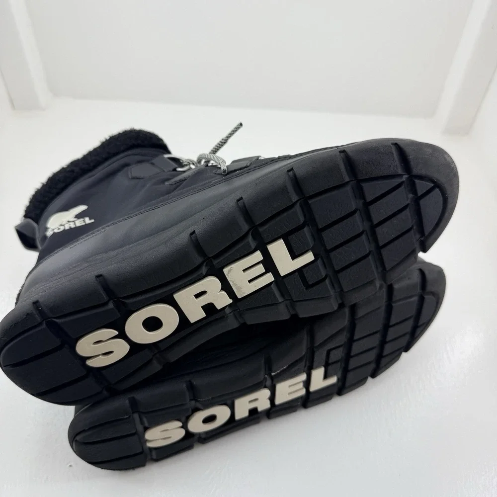 Sorel Explorer Carnival Womens 9.5 Black Waterproof Winter Snow Boots NL3040-010